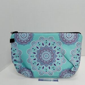 Turquoise Mandala Cosmetic Pouch - Lightweight Travel Bag Padded